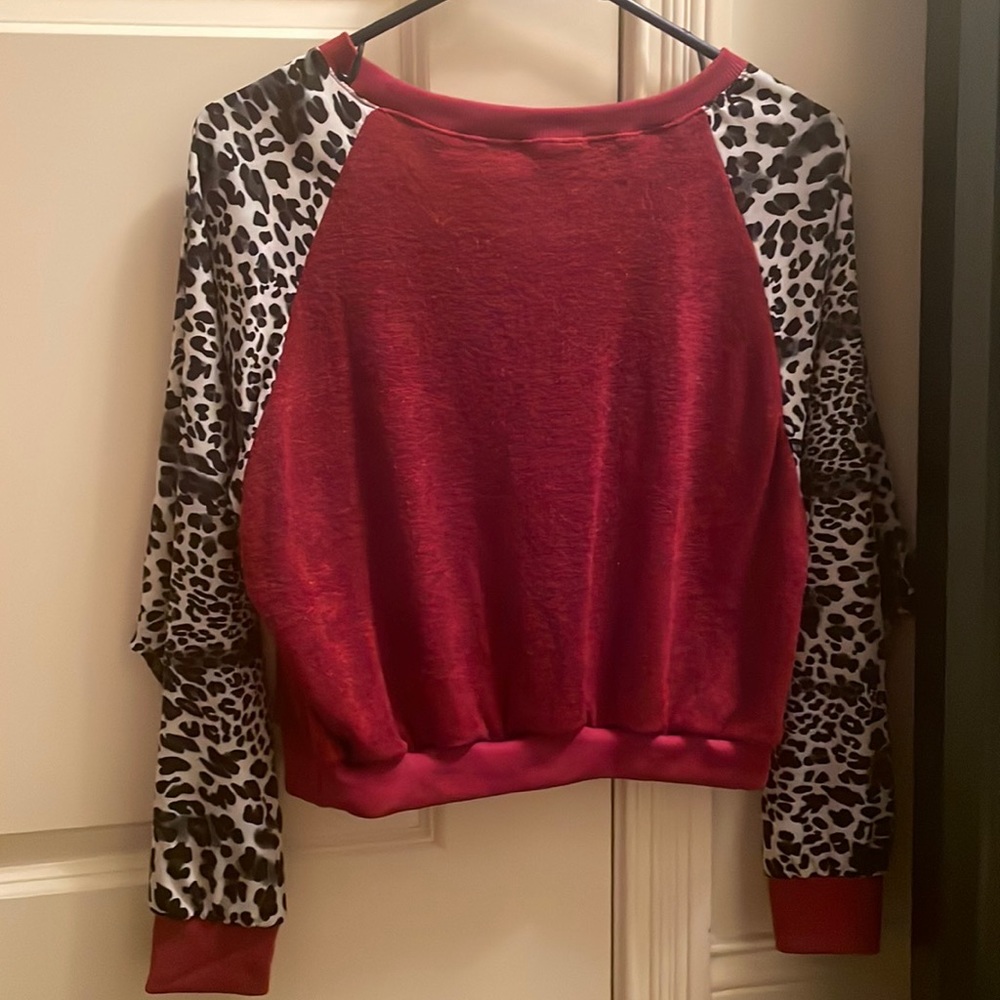 Red with black/white sleeve sweatshirt